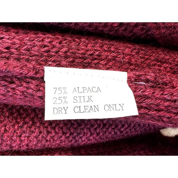 Eileen Fisher Red Maroon Open Front Alpaca Silk Knit LS Cardigan Sweater Size M - Picture 5 of 7